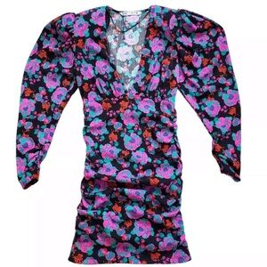 Zara Pink and Purple Bodycon Mini Dress with Bishop Sleeves